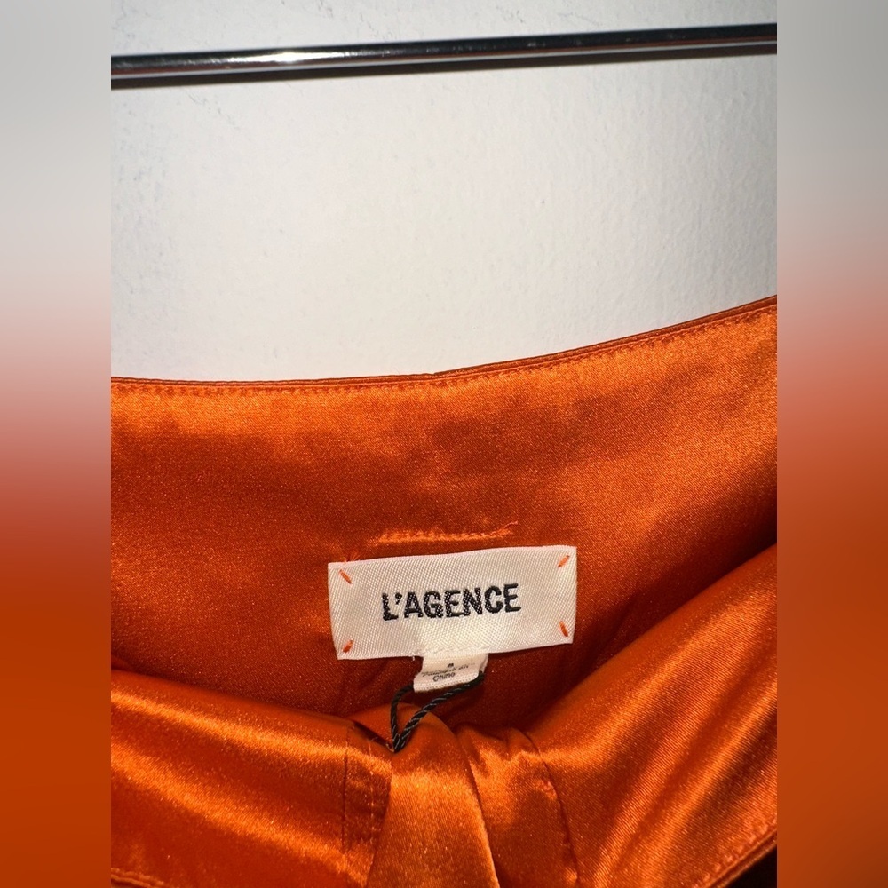 NWT L'AGENCE Bobby Wide Leg Silk Paperbag Pants In Orange Size US 8 - Picture 4 of 9